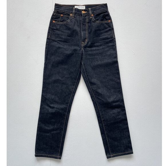 SLVRLAKE Beatnik High-Rise Slim Ankle Jeans Dark Wash Raw Indigo Size 25 Minimal - Picture 1 of 8